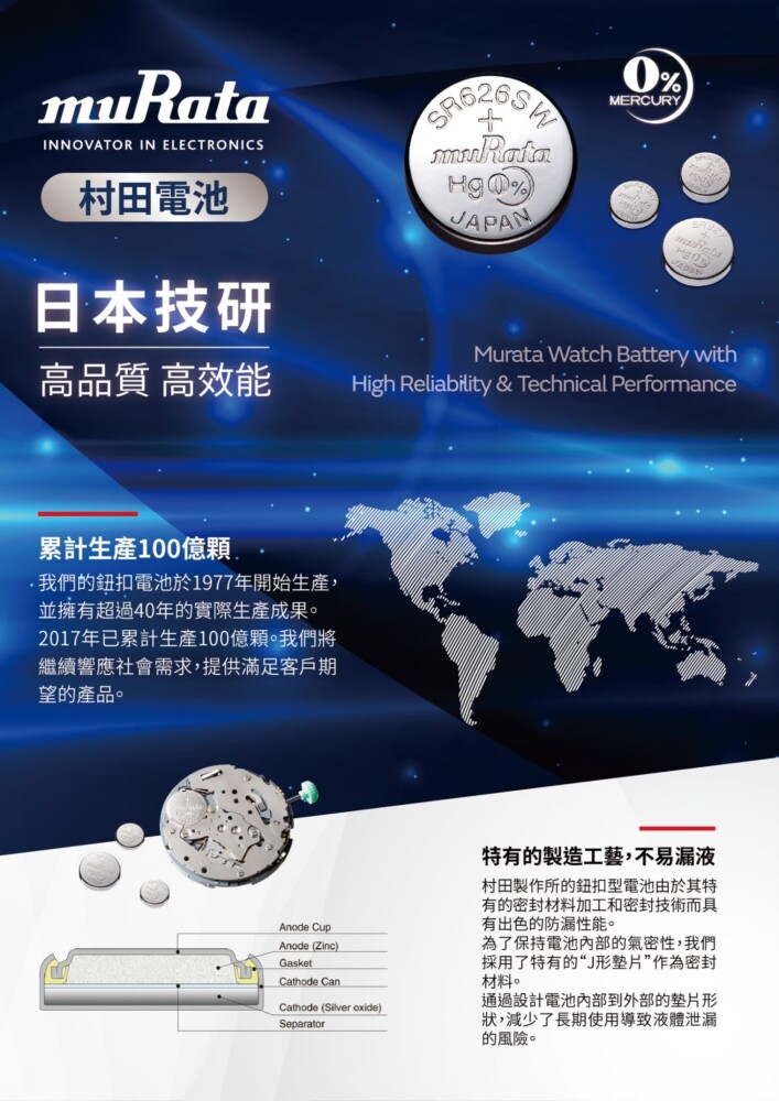 muRata, 香港行貨日本製造SR920SW 371 5粒卡裝1.55V 手錶紐扣電池電餠電芯電池